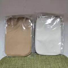 お薬手帳ケース 2点セット スリーコインズ 新品　キャメル　アイボリー