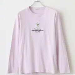 スヌーピー　ロンＴシャツ　長袖　刺繍　メンズL　パープル