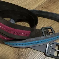 レディーススエードベルト 2個セット スタッズ付きエリックベルジェールフランス製