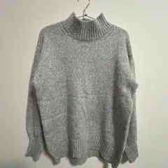 ハイネック ニット セーター グレー
