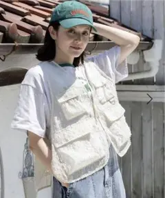 ニコアンド　シアーフィッシングベスト　アイボリー