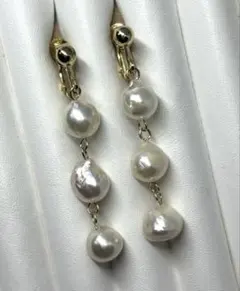 あこや真珠　イヤリング　金色　ゴールド　本真珠　真珠　パール　新品　未使用324