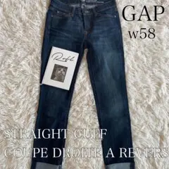 GAP 【ほぼ未使用】折り返しストレートデニム インディゴブルー　W58のサムネイル