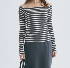 ストライプ柄 長袖トップス Mサイズ　オフショル