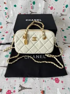 ホワイト キルティング チェーンバッグ 2way ハンドバッグ ショルダーバッグ