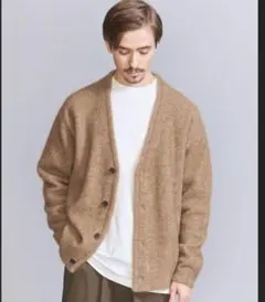 ビューティーアンドユース　シャギー モヘヤ Vネック カーディガン　XL