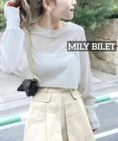 k0378 MILY BILET 前後2WAY胸刺繍シアーニットボレロのサムネイル