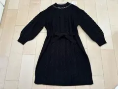 最終値下げ　新品未使用タグ付アクシーズファム　ケーブル編みニットワンピース　黒M