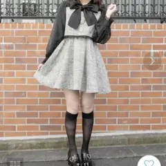 ロジータ　ビジューボウタイリボンツイードワンピース