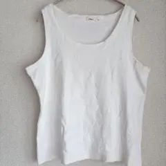 【値下げ】白タンクトップ XLサイズ 綿混素材 シンプル 無地