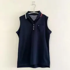 トミーヒルフィガーゴルフ ノースリーブ 紺 ポロシャツ　Mのサムネイル