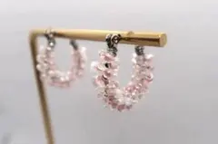 ハンドメイド　ピアス　さくら　桜ピンク　フープピアス　春