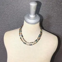 天然石 多層式ネックレス 2連　ブランド刻印あり