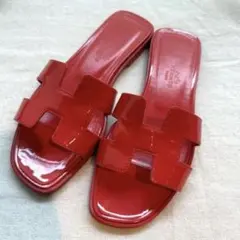 エルメス オアジス レザー サンダル レッド - メルカリ