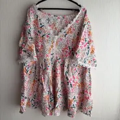 花柄 レース ブラウス 五分袖 ティアード | Mercari