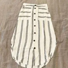 ホワイト/ブラックストライプ ロングスカート