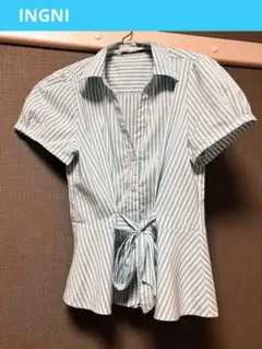 【美品】INGNI 水色ストライプ 半袖シャツ M