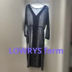 小花柄 Vネック ロングワンピース ブラック