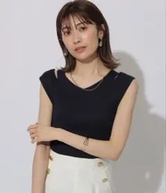 アプワイザーリッシェ レイヤード風リブニットネイビー