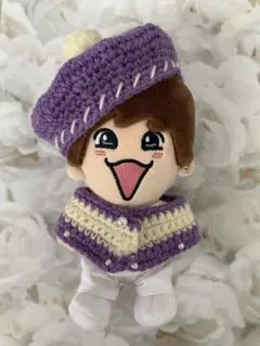 ちびぬい　服　ベレー帽　ケープ　セット　紫色