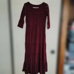 春　花柄 レース デザインロングワンピース　マキシワンピース