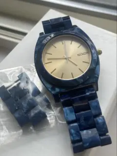 【電池新品美品】ニクソン腕時計40㎜タイムテラーアセテート.ブルー余りコマ付きのサムネイル