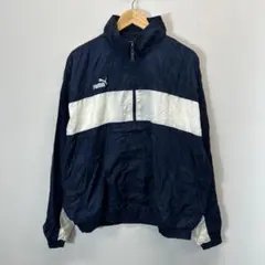 90s Vintage PUMA ナイロンジャケット ネイビー×ホワイト ロゴ