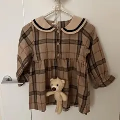 韓国子供服☆チェック襟付きワンピース
