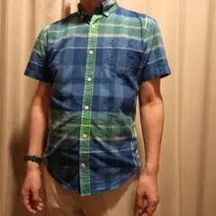 Tommy Hilfiger 半袖シャツ 青緑チェック