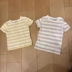 無印良品 ボーダーTシャツ2枚セット（イエロー・グレー）