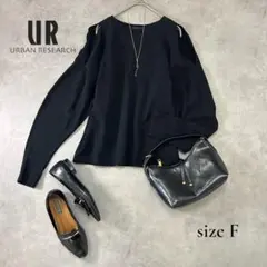 URBAN RESEARCH スリットショルダートップス 黒 綿100 M相当のサムネイル