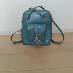 青い合成皮革リュック・バックパック