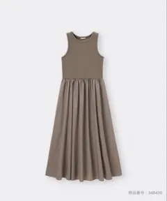 【新品未使用】GU 布帛コンビネーションワンピース　ブラウン　M