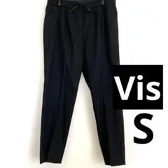 Vis ブラック ストレートスラックス ウエストゴム カジュアル キレイめ S