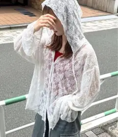 tip top レースドロストパーカーカーディガン