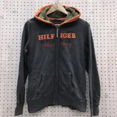 TOMMY HILFIGER 古着 ロゴ ワッペン 刺繍 ジップアップパーカー