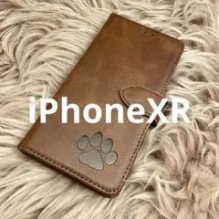 iPhoneXRケース 手帳型 レザー 犬猫肉球 新品未使用 シンプル