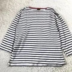 Niko and… ニコアンド… ボートネック 長袖ボーダートップス 大きめ L