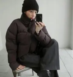 Check Down Jacket 38 チョコ