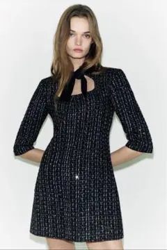 新品ZWコレクション ベルベットリボンワンピースXSタグ付き