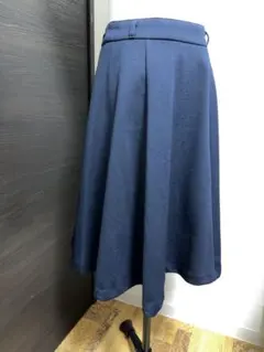 ネイビー フレアスカート ミモレ丈