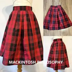 MACKINTOSH PHILOSOPHY チェック　ギャザースカート　赤黒