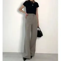 【美品】エモダ　ハイウエストタンクワイドパンツ