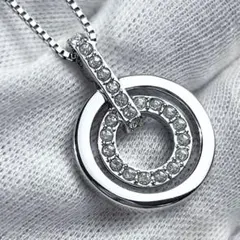極美品 SWAROVSKI クリスタル ネックレス ダブルリング circleのサムネイル