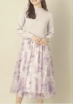ITS'DEMO レイヤード風チュールドッキングワンピ　花柄　Fサイズのサムネイル