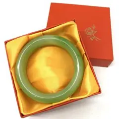 透明感✨氷質】天然 岫玉バングル マスカットグリーン 翡翠軟玉 約55 