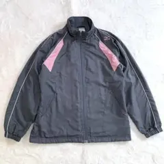 MIZUNO 裏起毛ウインドブレーカージャケット｜グレー×ピンク XL