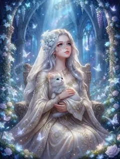 コムテチオリジナル　聖女と猫　デジタルアート　2Lサイズ