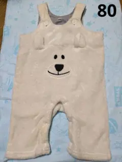 《匿名配送》クマ顔デザイン フリースロンパース 80