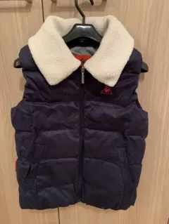 ルコック ネイビー ボア襟 レディースベスト